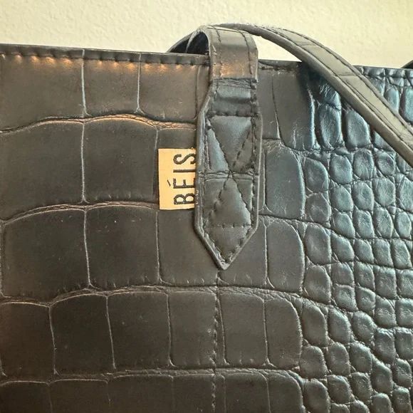 Beis | The Large Work Tote | Black Croc - Picture 14 of 17
